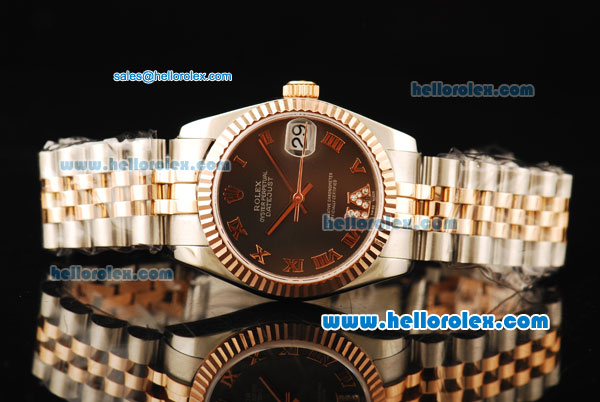 Rolex Datejust Automatic Movement Steel Case with Chocolate Dial and Two Tone Strap-ETA Coating Case - Click Image to Close